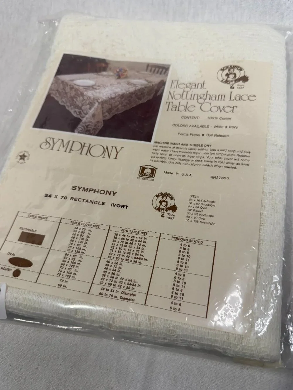 Scranton Lace NWT 54x70 Ivory Cotton Nottingham Tablecloth
